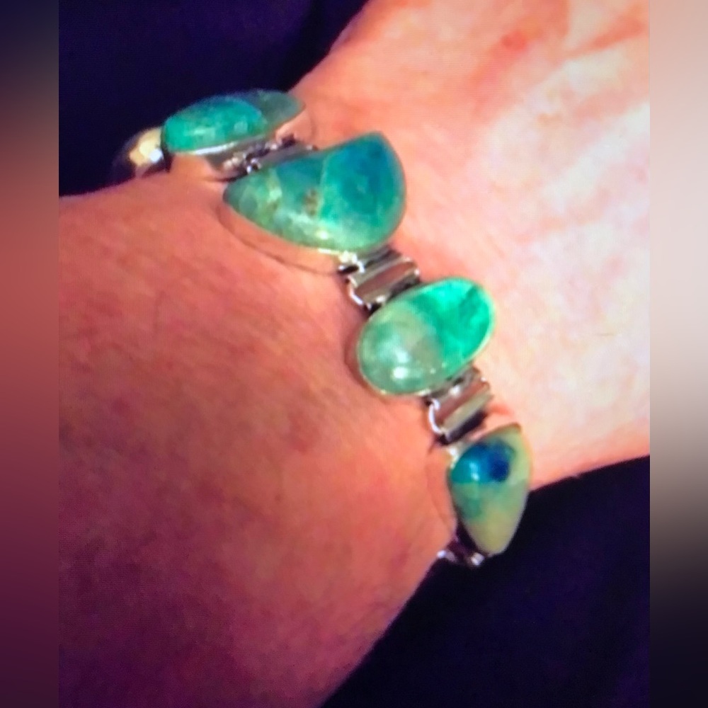 Chrysocolla 925 Sterling Silver Bracelet